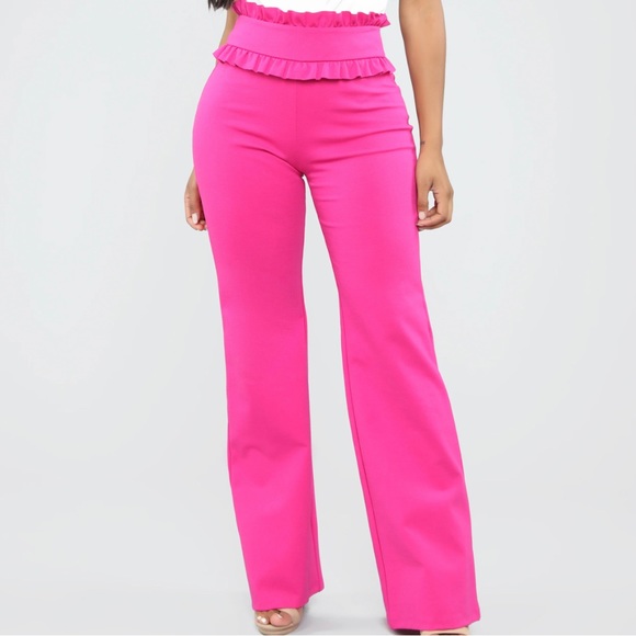 Pink Ruffle Waisted Pants - Picture 2 of 2
